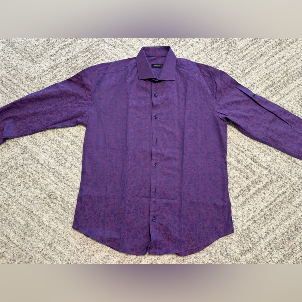 BESPOKE Men’s Large Purple Dress Button Up Long Sleeve Shirt